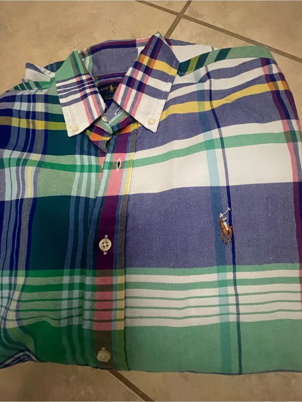 Ralph Lauren Pastel Plaid Button-Down Shirt in Blue, Green & Pink